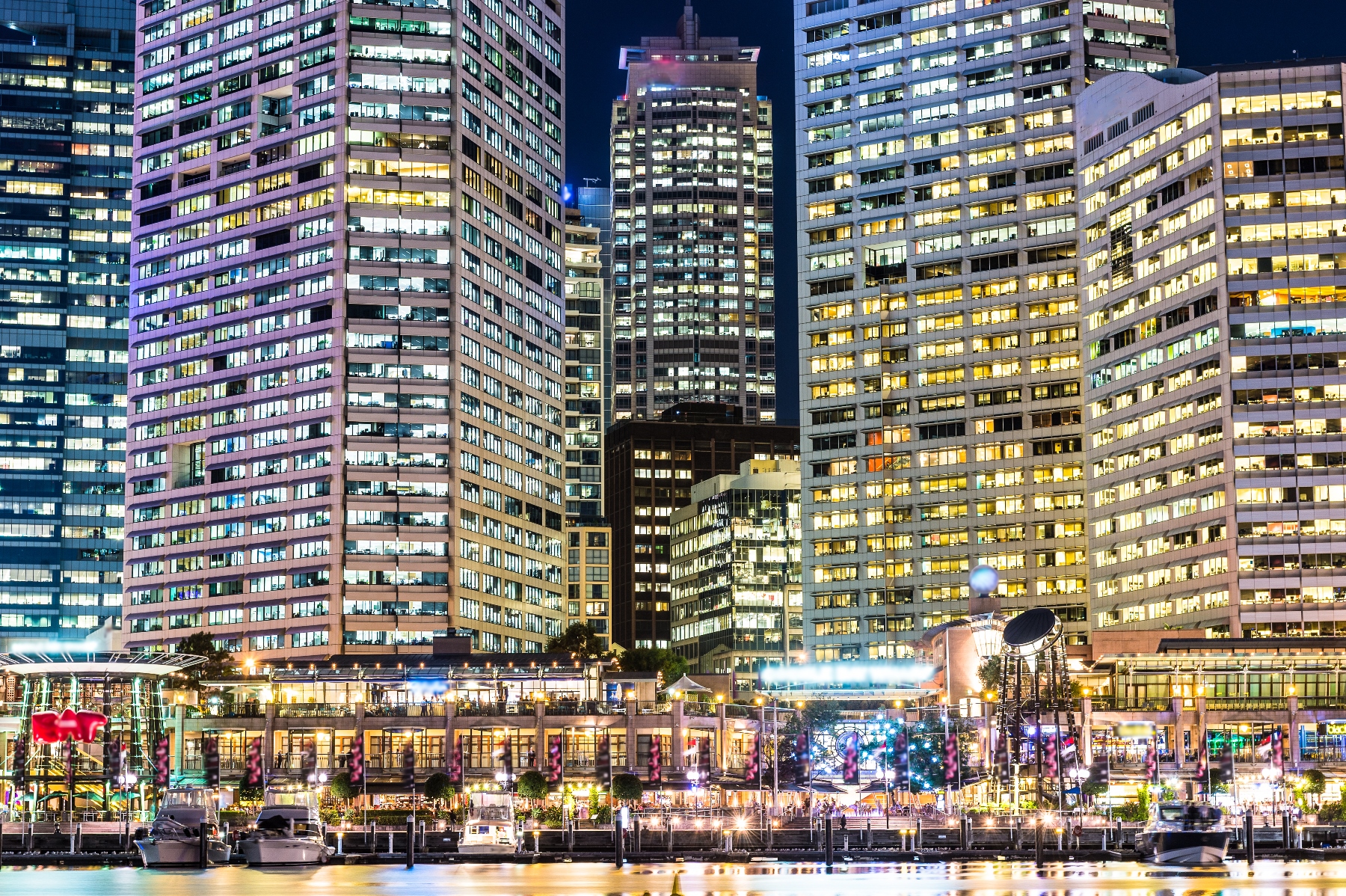 Melbourne office buildings at night